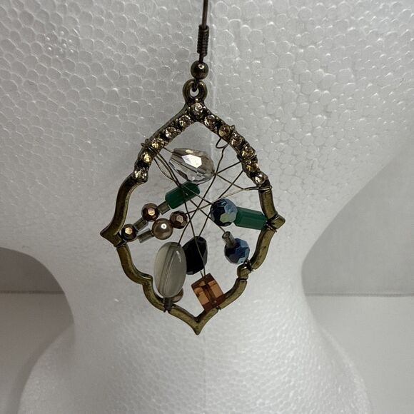 Juneau Metalworks‎ Hand Crafted Earrings Bronze Copper & Brass Wire Beaded Boho - Picture 1 of 5